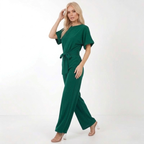 Elegancki Kombinezon Damski z Paskiem | Szerokie Nogawki, Wysoka Jakość