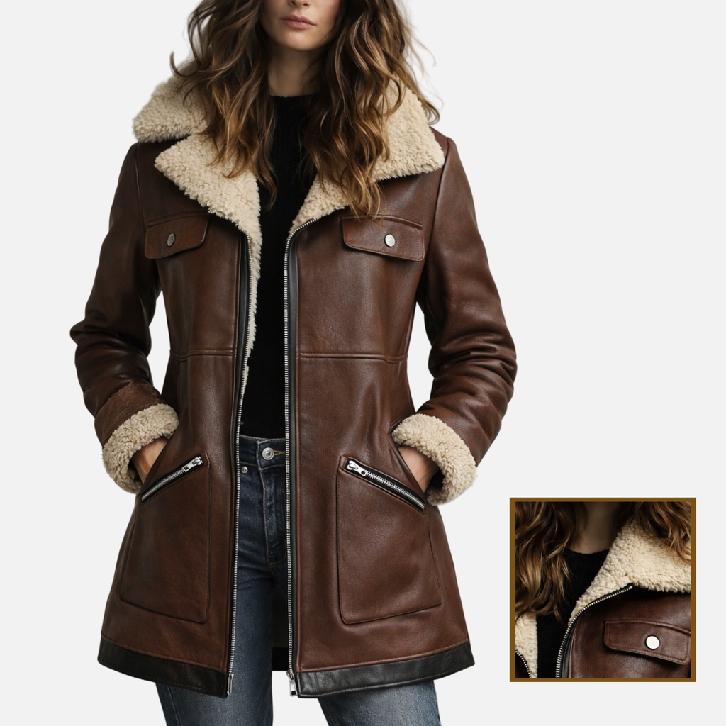 Damski płaszcz z owczej skóry – wersja premium z podszewką termiczną
