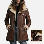 Damski płaszcz z owczej skóry – wersja premium z podszewką termiczną