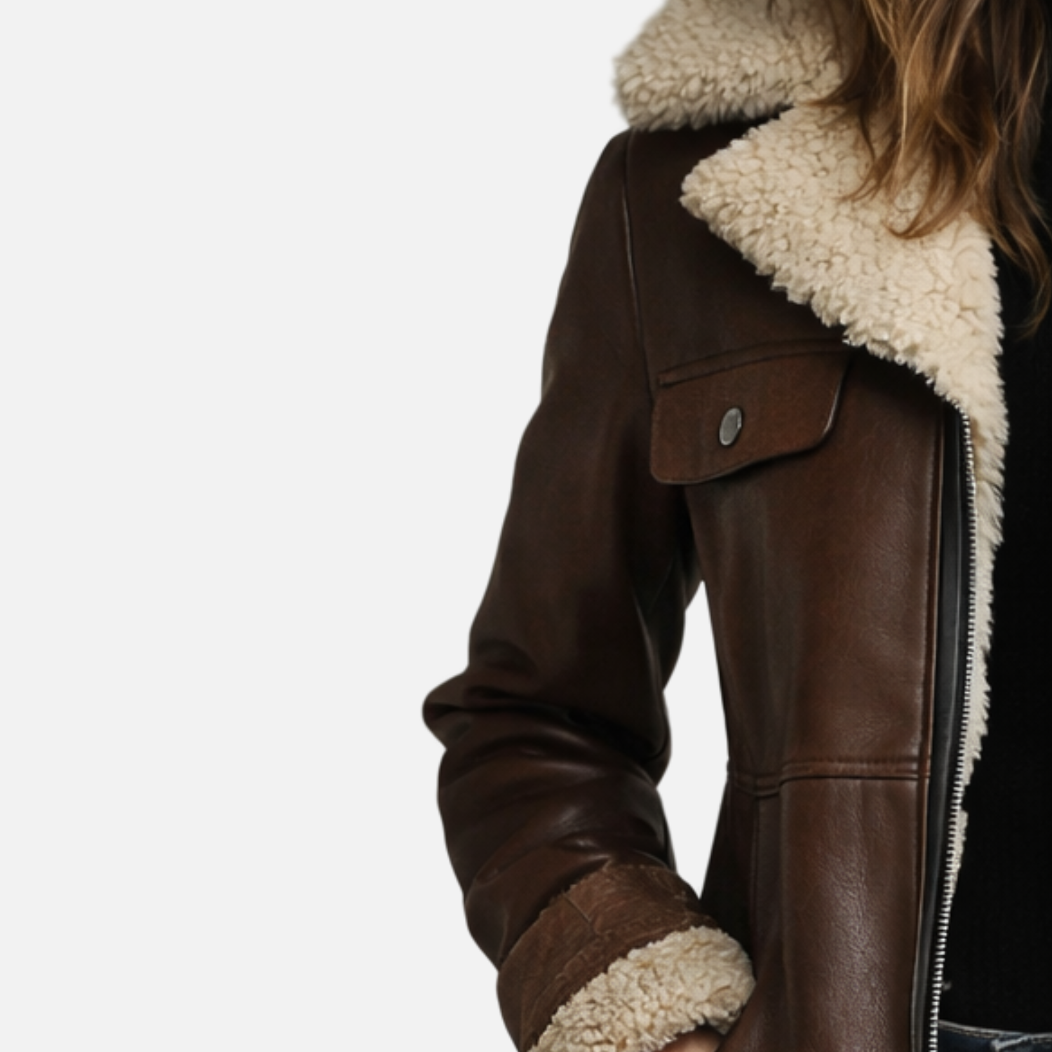 Damski płaszcz z owczej skóry – wersja premium z podszewką termiczną