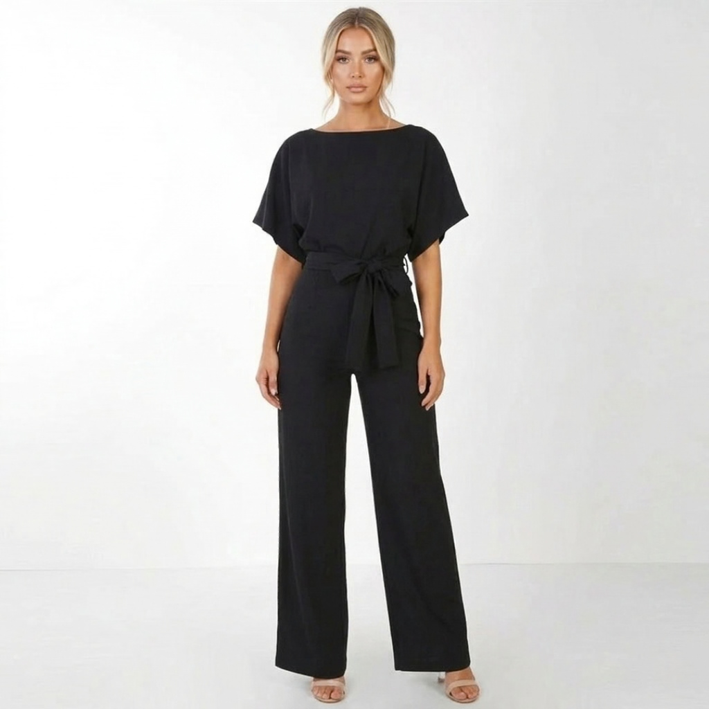 Elegancki Kombinezon Damski z Paskiem | Szerokie Nogawki, Wysoka Jakość