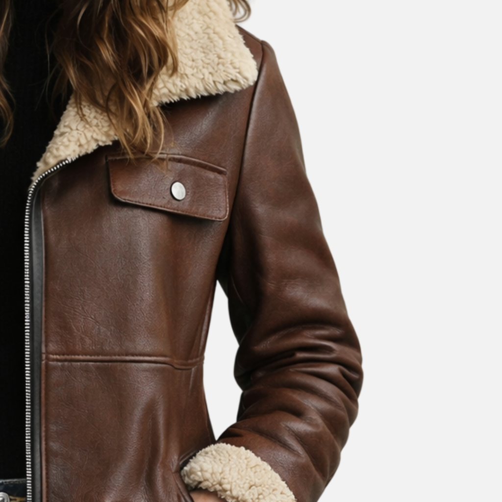 Damski płaszcz z owczej skóry – wersja premium z podszewką termiczną