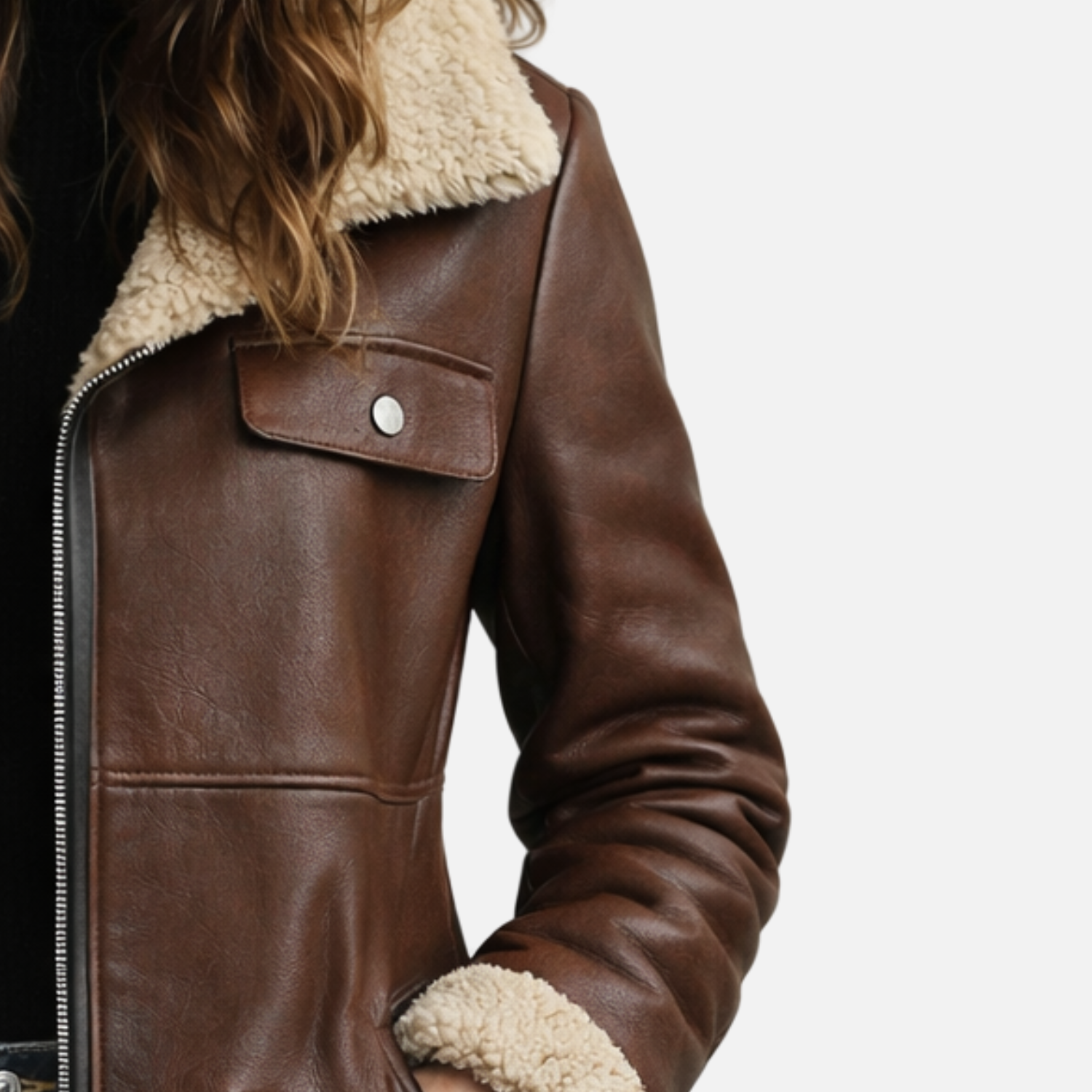 Damski płaszcz z owczej skóry – wersja premium z podszewką termiczną