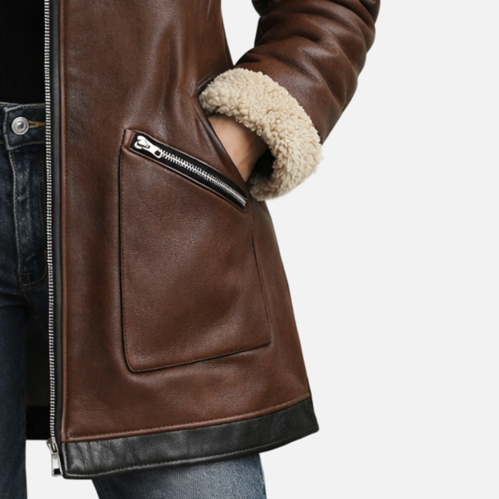 Damski płaszcz z owczej skóry – wersja premium z podszewką termiczną