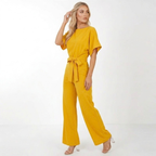 Elegancki Kombinezon Damski z Paskiem | Szerokie Nogawki, Wysoka Jakość