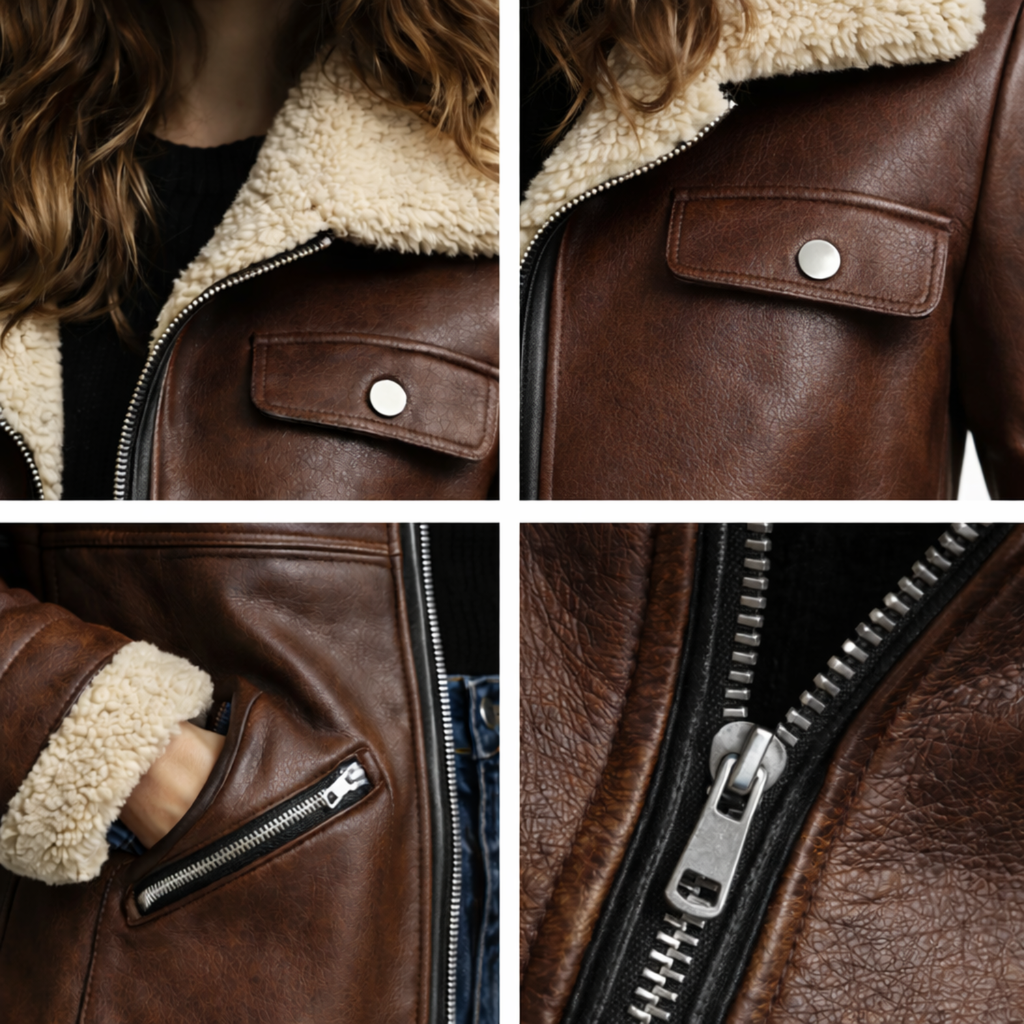 Damski płaszcz z owczej skóry – wersja premium z podszewką termiczną