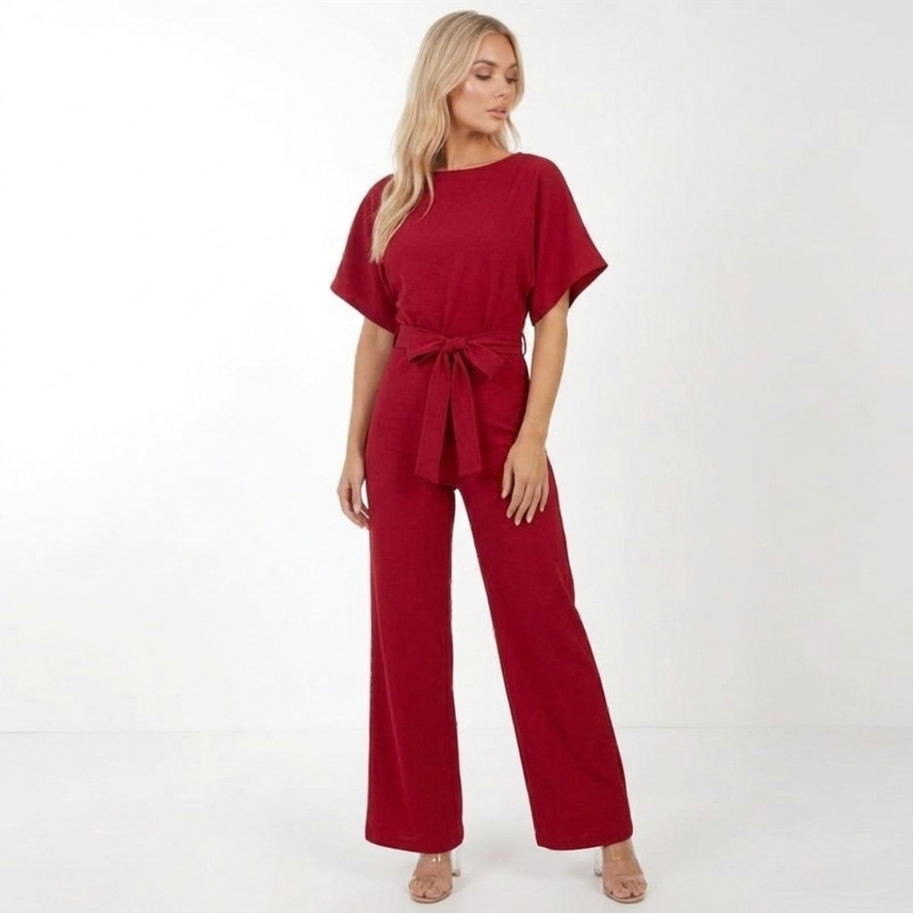 Elegancki Kombinezon Damski z Paskiem | Szerokie Nogawki, Wysoka Jakość