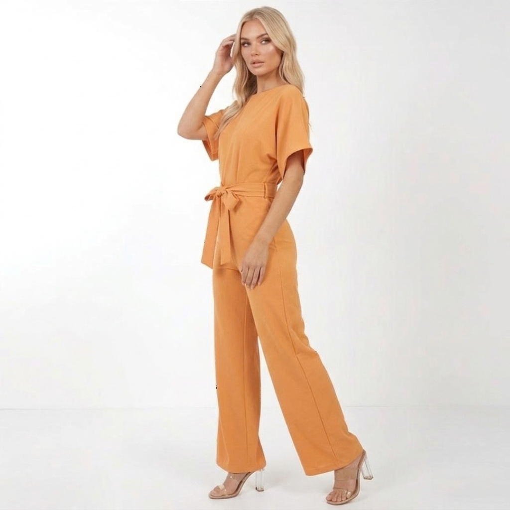 Elegancki Kombinezon Damski z Paskiem | Szerokie Nogawki, Wysoka Jakość