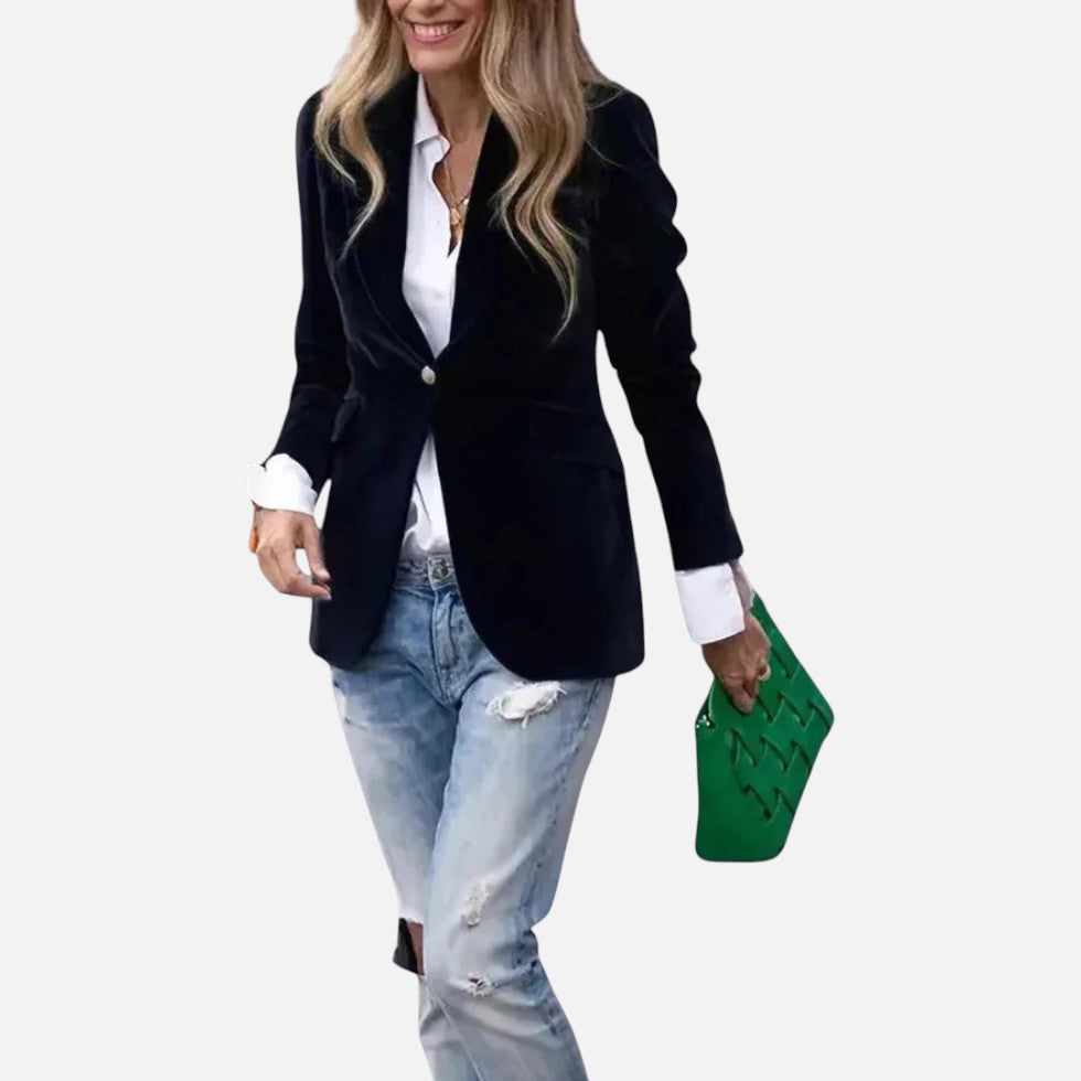 Aksamitna Marynarka Damska Czarna | Klasyczny Krój, Elegancka 4