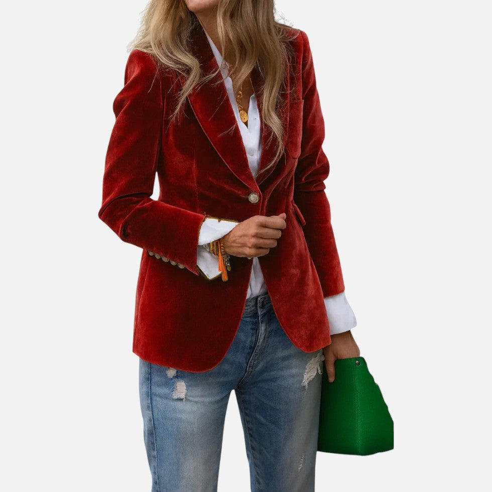 Aksamitna Marynarka Damska Czarna | Klasyczny Krój, Elegancka 6