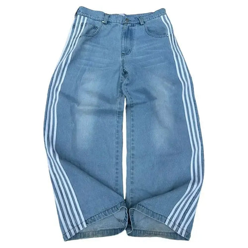 Baggy Jeans z Wysokim Stanem-Jeans-Niebieski-S-Moda Perla