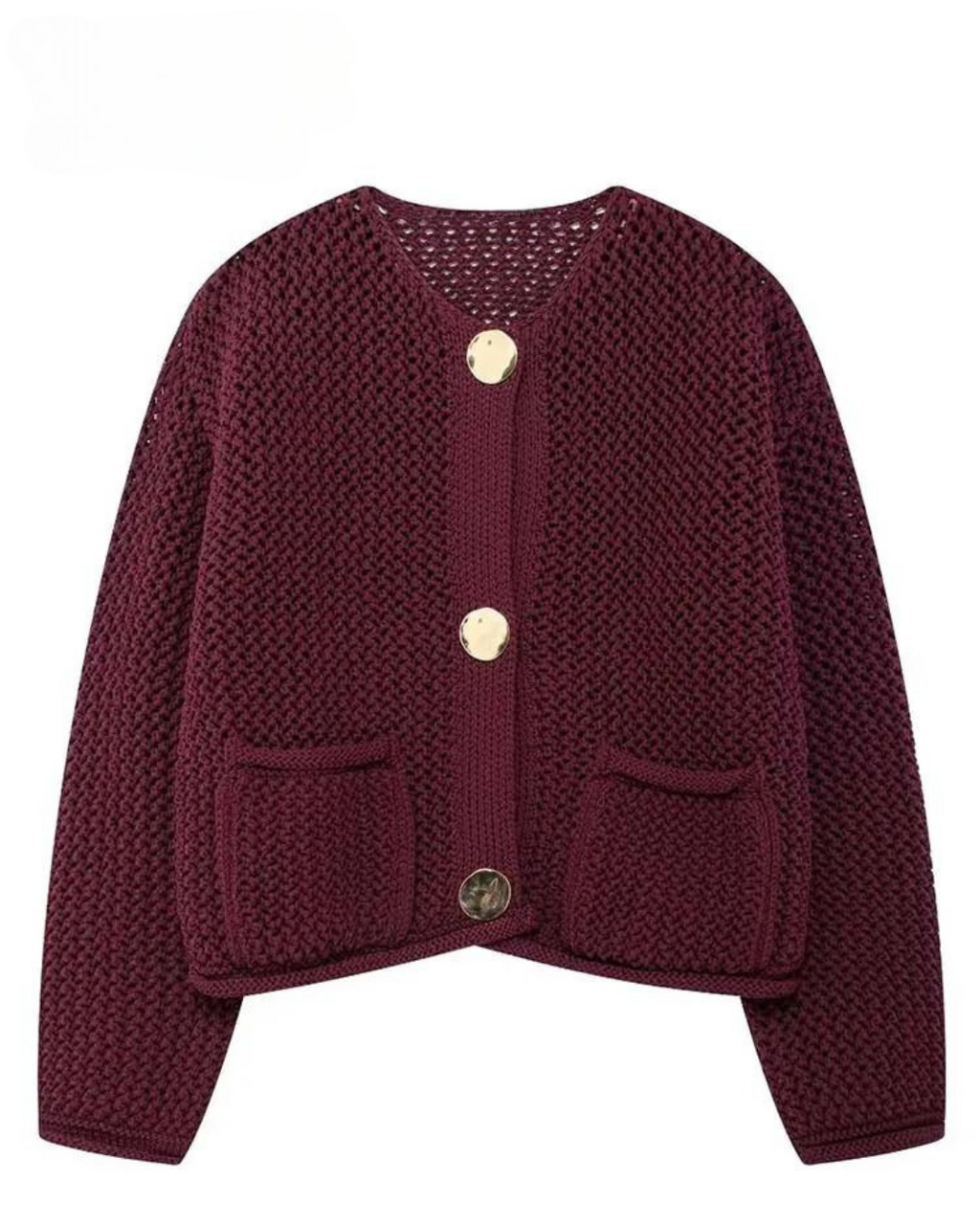 Bordowa damska kardigan-Cardigan-Głęboki bordo-S-Moda Perla