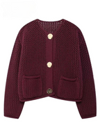 Bordowa damska kardigan-Cardigan-Głęboki bordo-S-Moda Perla