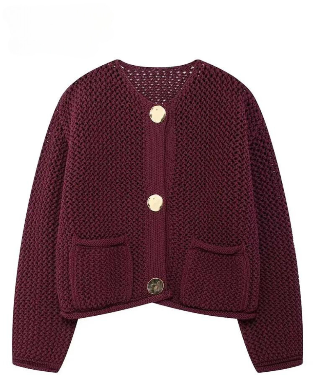 Bordowa damska kardigan-Cardigan-Głęboki bordo-S-Moda Perla