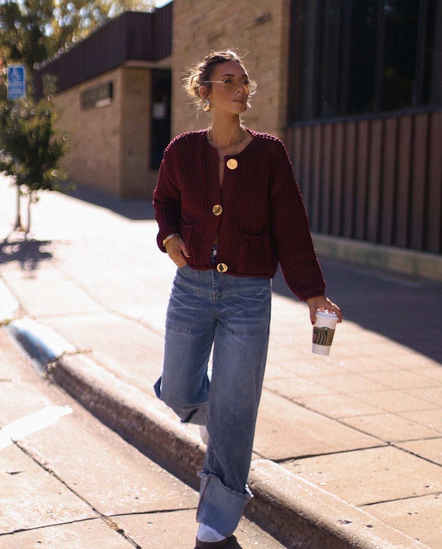 Bordowa damska kardigan-Cardigan-Moda Perla