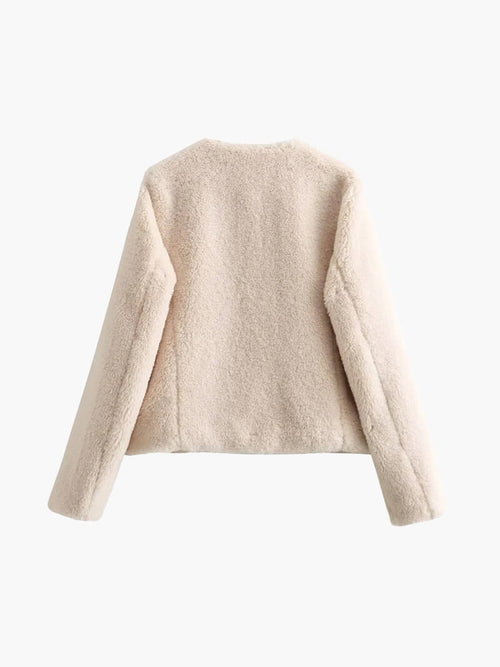 Ciepły kardigan z owczego polaru-Cardigan-Moda Perla