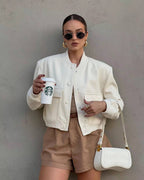 Damska Bomberka – Krótka, Stylowa i Wygodna-Jackets-Moda Perla-Moda Perla