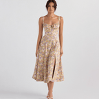 Damska Midi Sukienka w Kwiaty-Midi Dresses-Mason Luxor Men Fashion-Kwiaty-S-Moda Perla