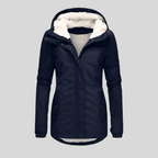Damska Parka z Fleece'owym Wnętrzem -Zimowa Kurtka-Women's Jacket-Moda Perla-Granatowy-S-Moda Perla
