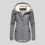 Damska Parka z Fleece'owym Wnętrzem -Zimowa Kurtka-Women's Jacket-Moda Perla-Szary-S-Moda Perla