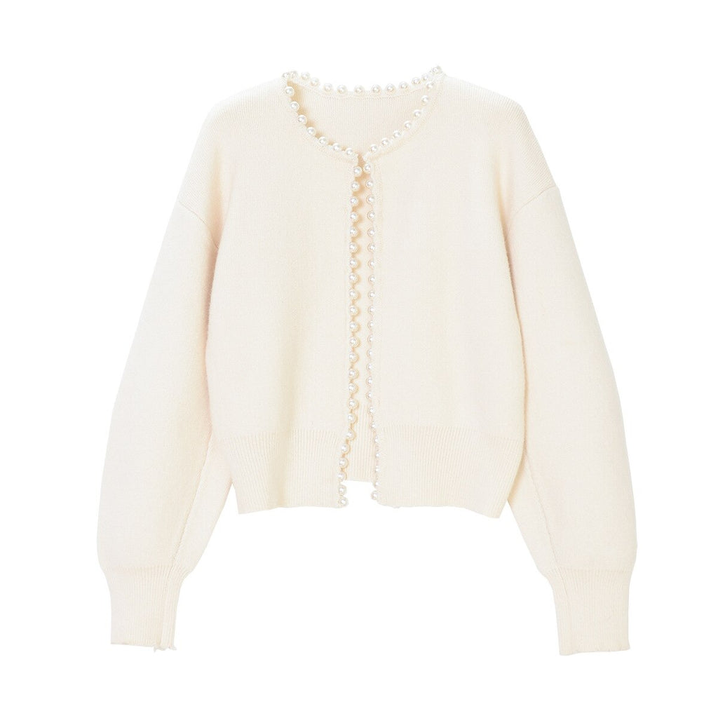 Damski kardigan z miękkiej dzianiny-Cardigan-Biały-S-Moda Perla