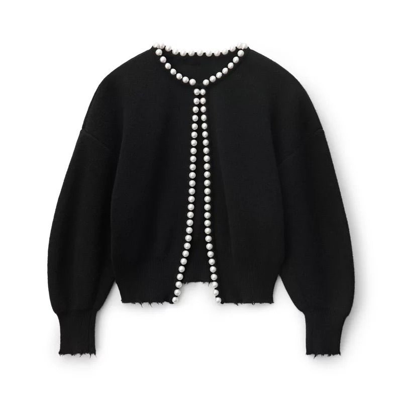 Damski kardigan z miękkiej dzianiny-Cardigan-Czarny-S-Moda Perla