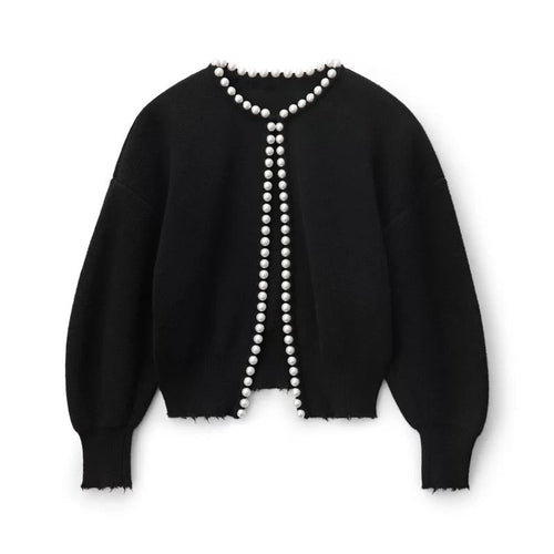 Damski kardigan z miękkiej dzianiny-Cardigan-Czarny-S-Moda Perla