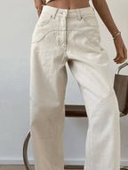 Damskie Baggy Jeans z Wycięciem-Jeans-Moda Perla