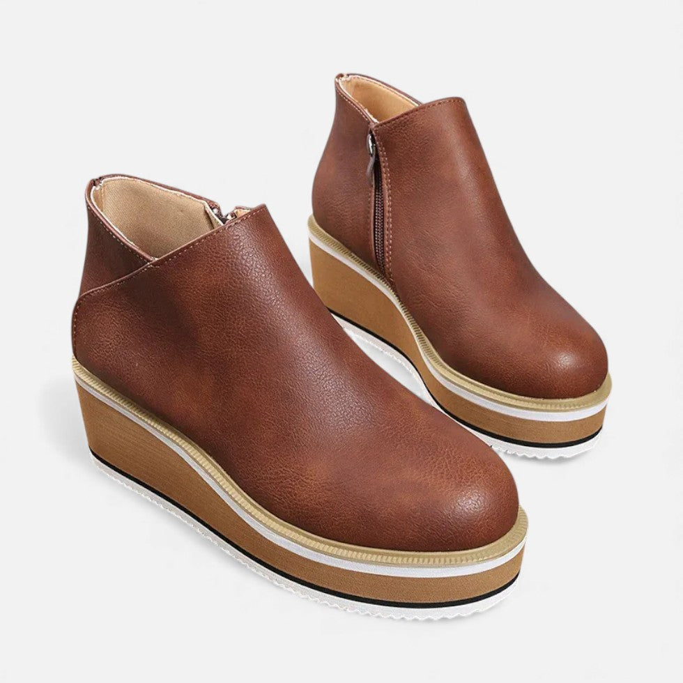 Damskie Botki na Platformie | Wygodna Sztuczna Skóra 0