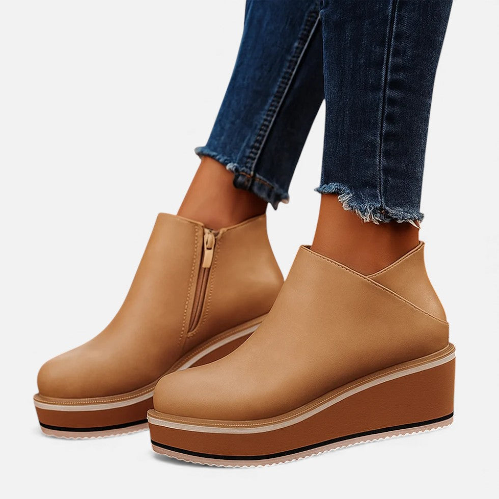 Damskie Botki na Platformie | Wygodna Sztuczna Skóra 4