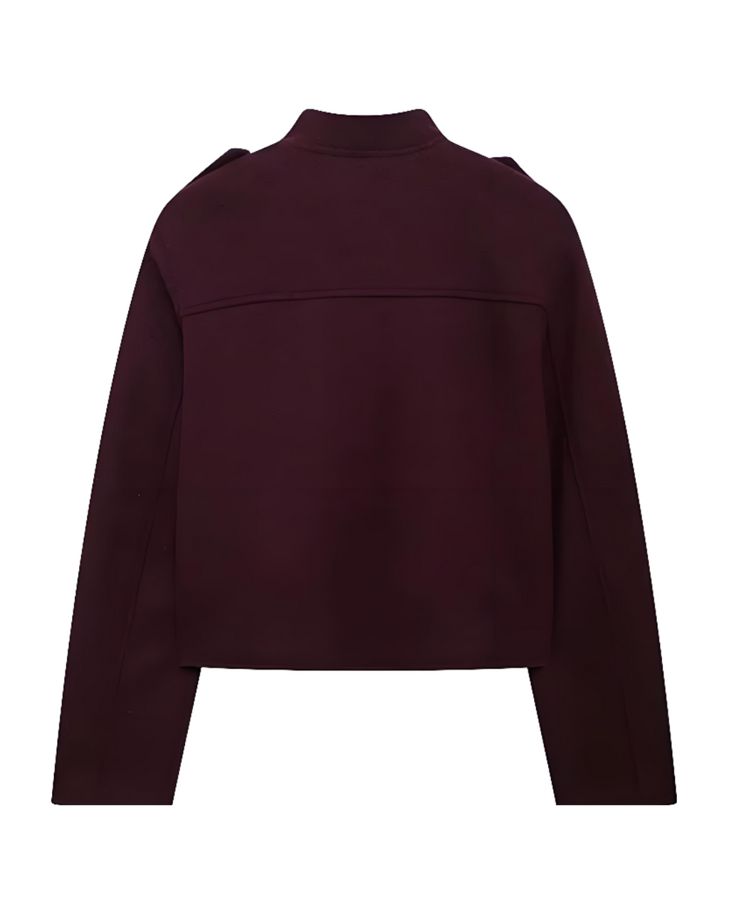 Elegancka damska marynarka w stylu militarnym ze złotymi guzikami – krótka kurtka w kolorze bordowym z kieszeniami na piersi-Jackets-Bordowy-XS-Moda Perla
