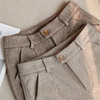 Eleganckie Spodnie z Wełny-Trousers-Moda Perla