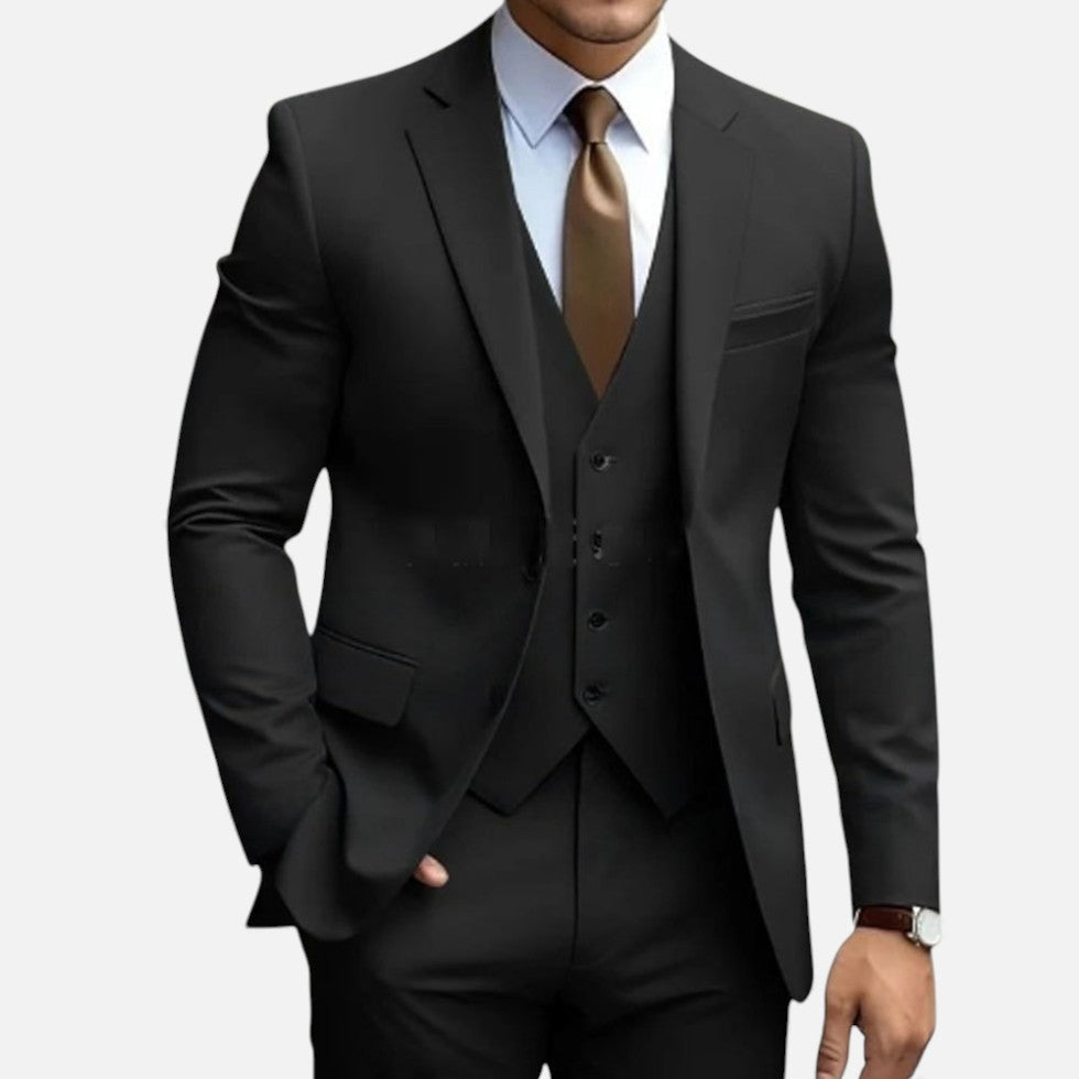 Elek Męski Garnitur | Nowoczesny Krój, Czarny 3