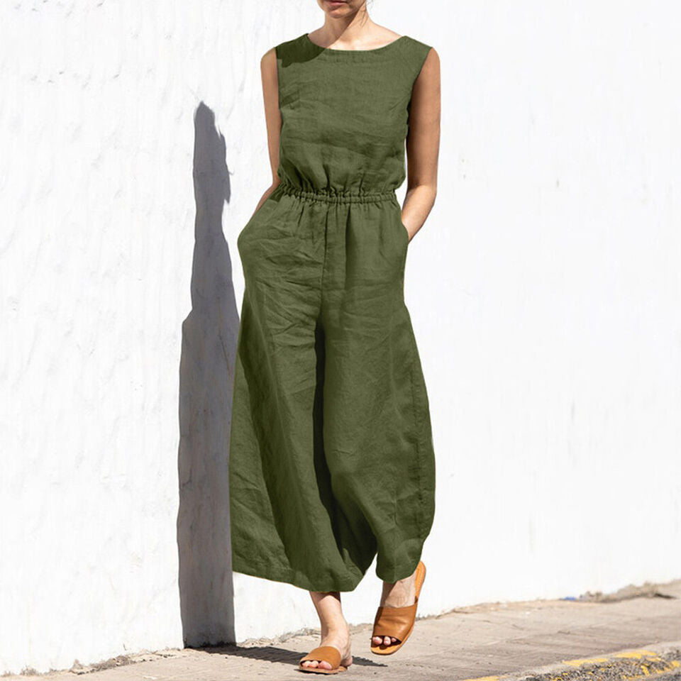 Iza Women's Jumpsuit | Bawełna i Len, Elegancki 4