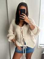 Kardigan z detalami w formie kokardek-Cardigan-Moda Perla