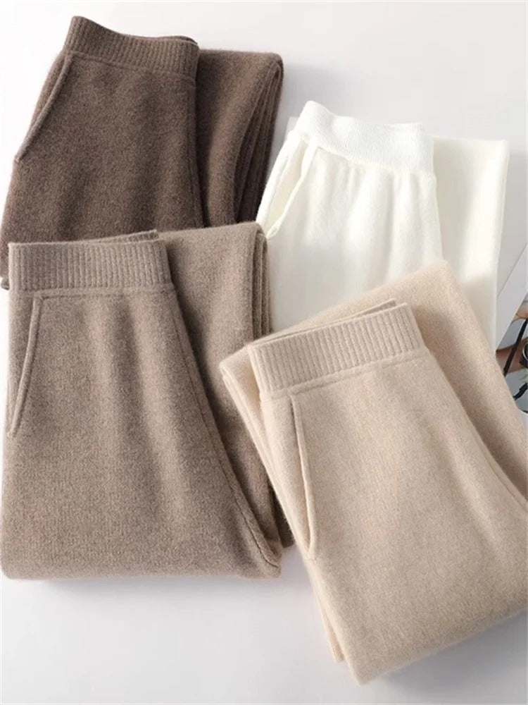 Kaszmirowe spodnie damskie na co dzień dla wyjątkowego komfortu-Trousers-Moda Perla