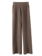 Kaszmirowe spodnie damskie na co dzień dla wyjątkowego komfortu-Trousers-Ciemnobrązowy-S-Moda Perla