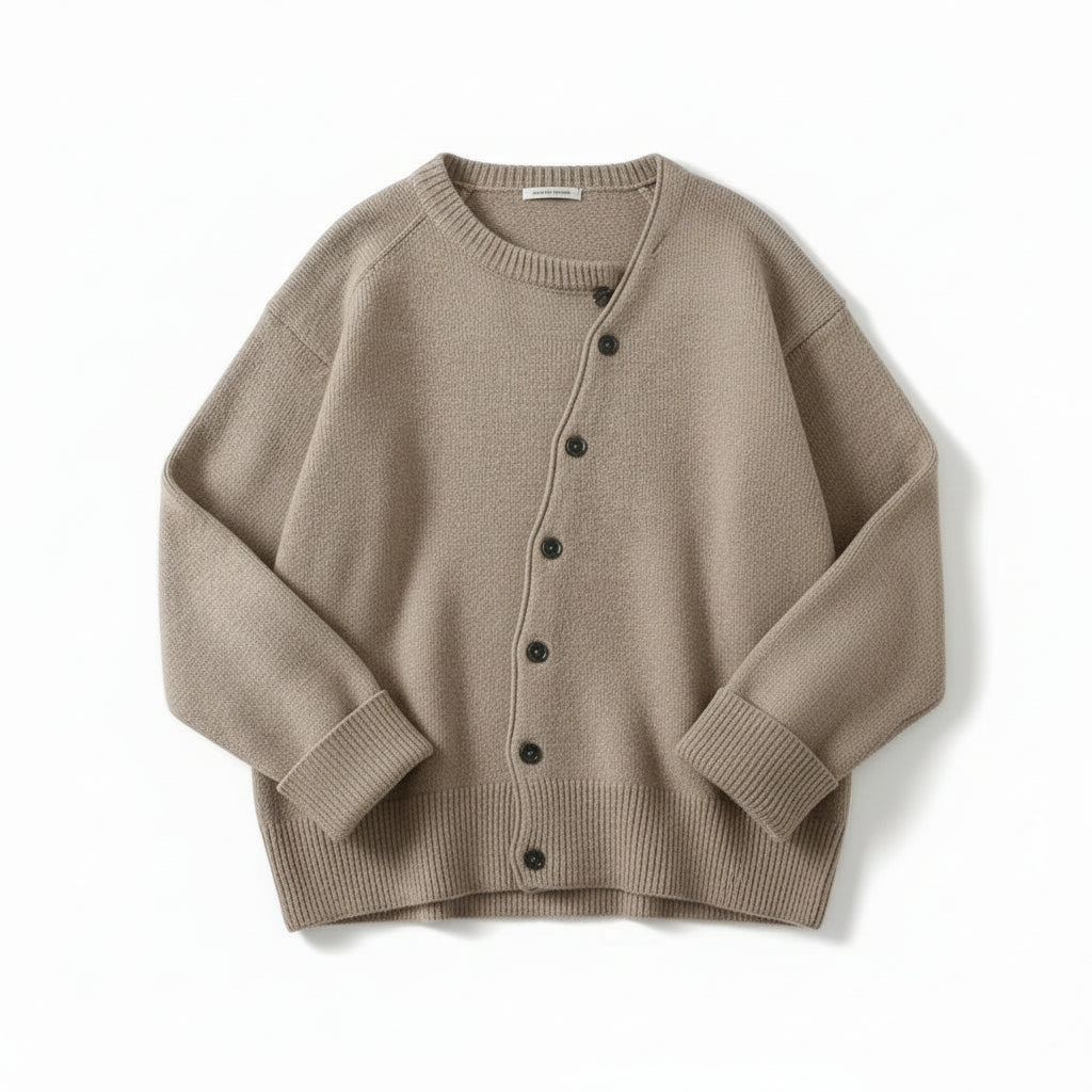 Kobiecy Oversize Kardigan z Asymetrycznymi Guzikami-Women's Cardigan-Moda Perla-Moda Perla