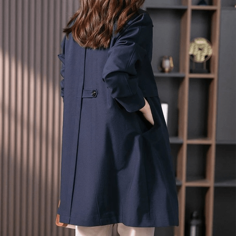 Kobiecy Zimowy Płaszcz Trench z Guzikami – Casual, Elegancki i Uniwersalny-Coat-Moda Perla-Moda Perla