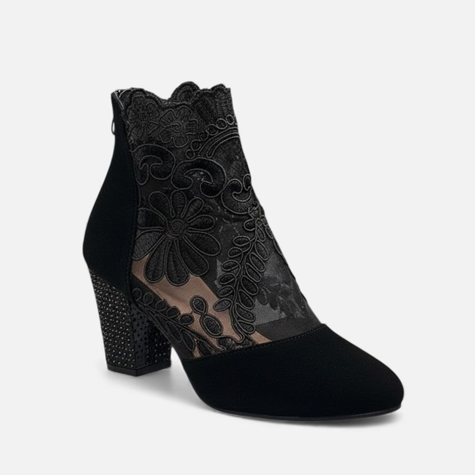 Kora Damskie Botki | Koronkowe Wykończenie, Obcas Słupkowy 0
