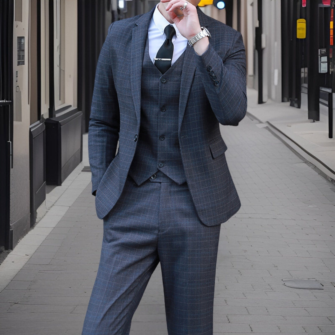 Męski Garnitur 3-Częściowy | Elegancki Klasyczny Garnitur Czarny 4