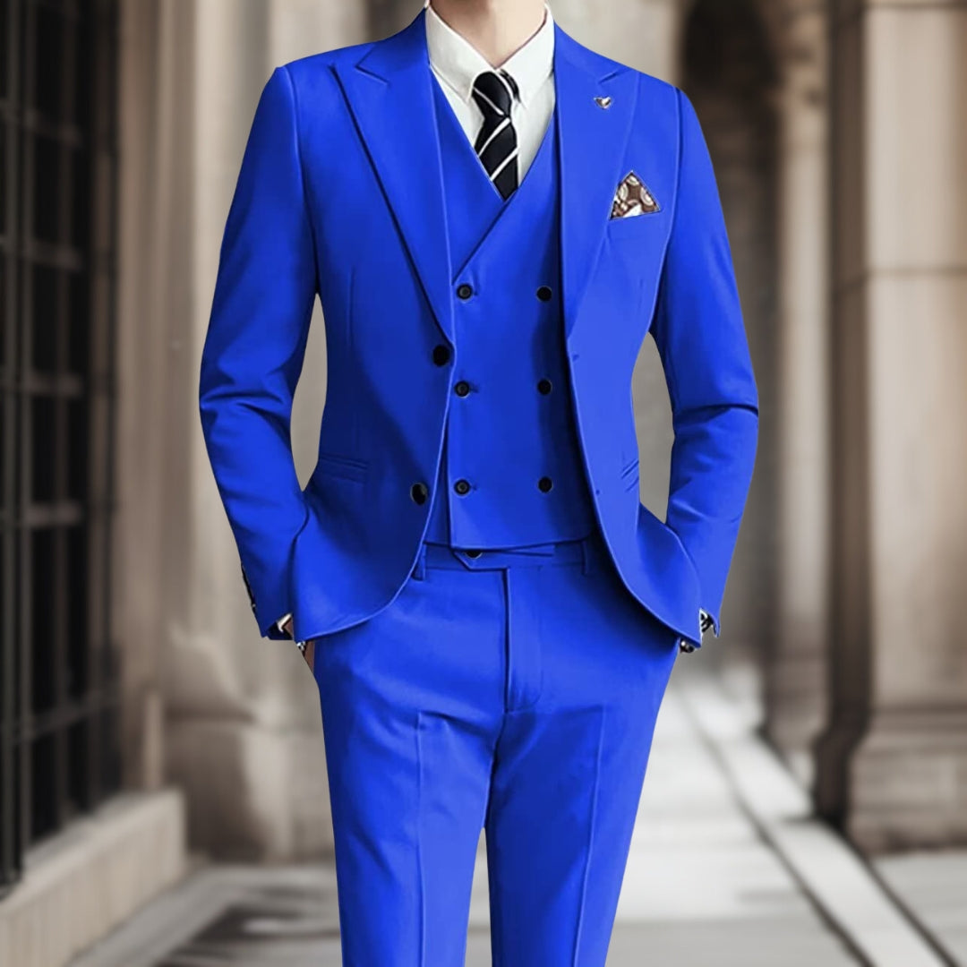 Męski Garnitur Ślubny | Elegancki Trzyczęściowy Krój, Klasyczny Czarny 3