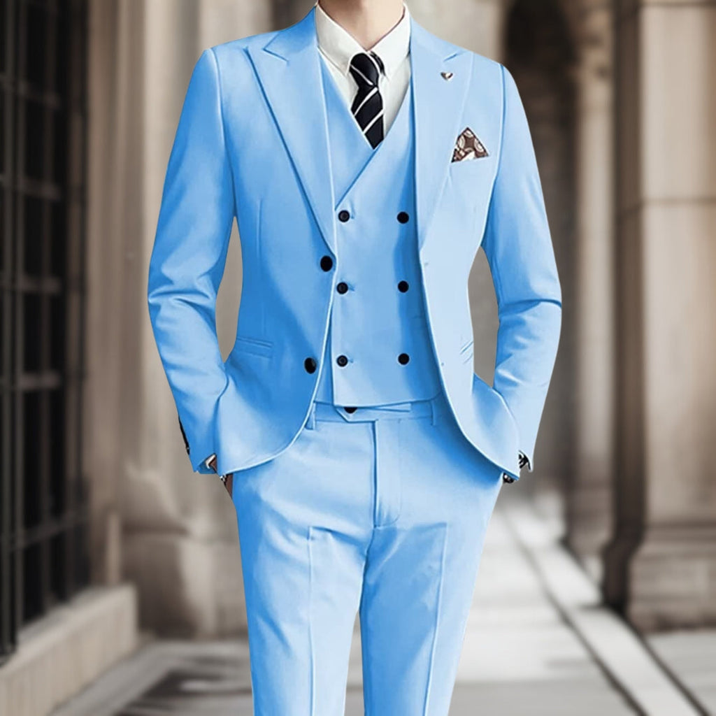 Męski Garnitur Ślubny | Elegancki Trzyczęściowy Krój, Klasyczny Czarny 7