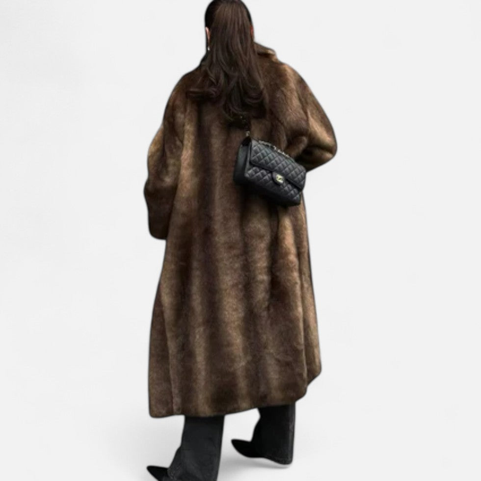 Mira Damski Płaszcz Zimowy | Sztuczne Futro, Elegancki Długi Trencz 3