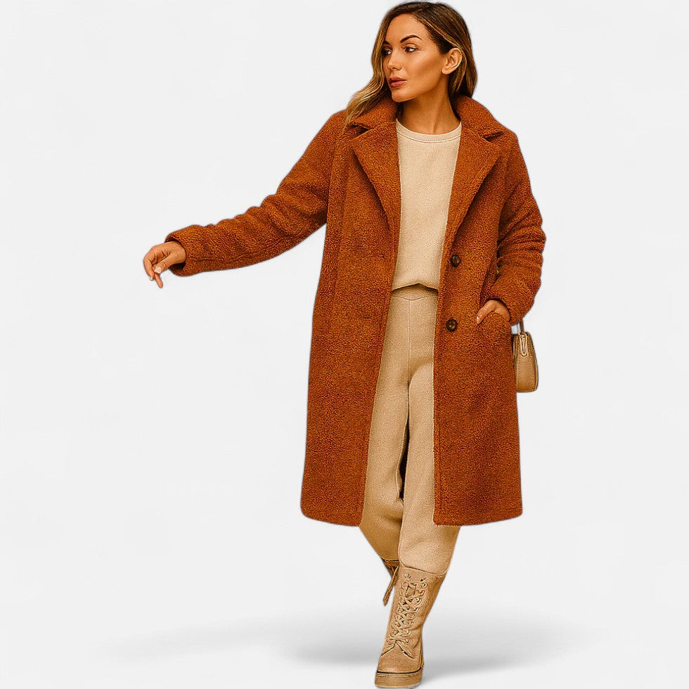 Mona Damski Płaszcz Zimowy | Pluszowy, Elegancki Krój, Ciepły 0