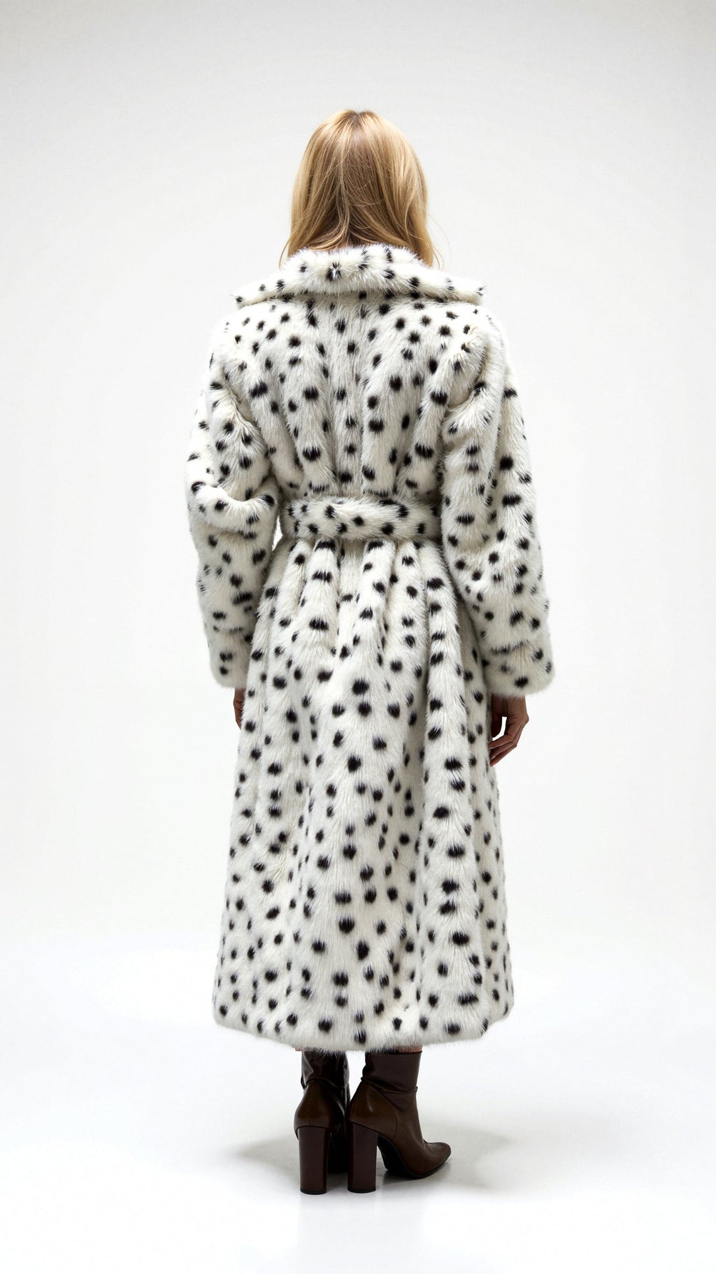Oversize Długa Kurtka z Cętki Lamparta z Sztucznego Futra i Kołnierzem - Zimowa Kurtka Damska-Jackets-Moda Perla-Moda Perla