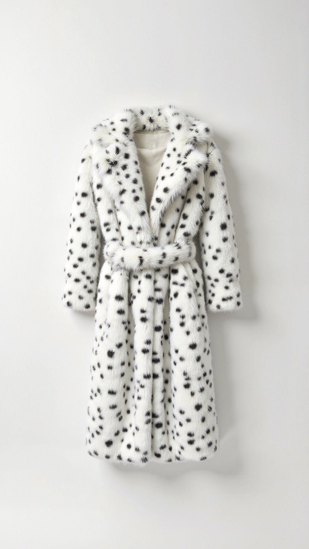 Oversize Długa Kurtka z Cętki Lamparta z Sztucznego Futra i Kołnierzem - Zimowa Kurtka Damska-Jackets-Moda Perla-Moda Perla