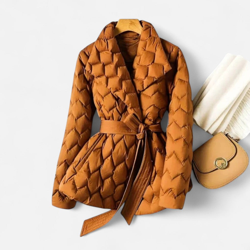 Pikowana Kurtka Damska | Wygodny Materiał, Stylowy Pasek 2