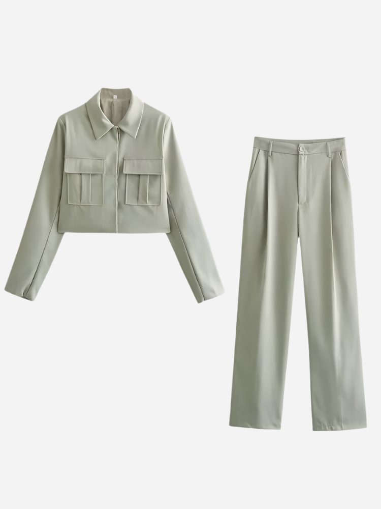 Ponadczasowa Elegancja: Wszechstronny i Komfortowy Zestaw-Sets-Zielony-S-Moda Perla