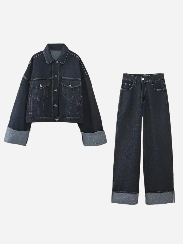 Stylowy Denim: Idealny Zestaw na Każdą Okazję-Sets-Granatowy-XS-Moda Perla